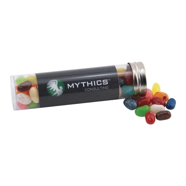 Clear color option for Jelly Bellys Candy In A 5 " Plastic Tube With Metal Cap