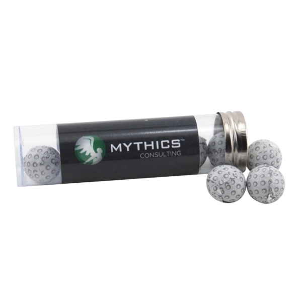 Clear color option for Chocolate Golf Balls In A 5 " Plastic Tube With Metal Cap