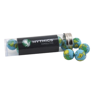 Photo of Chocolate Globes In A 5 " Plastic Tube With Metal Cap
