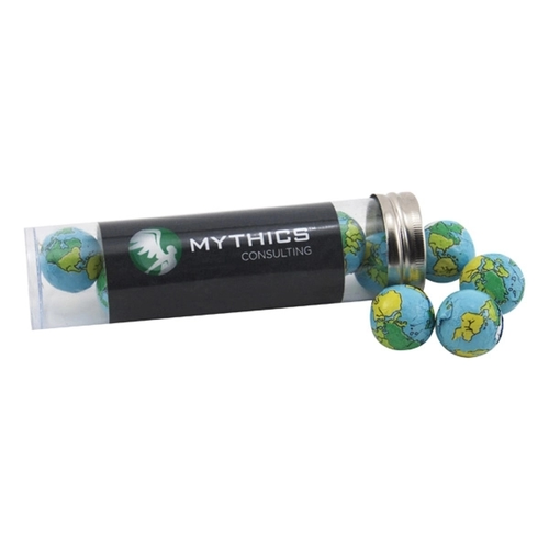 Main photo of Chocolate Globes In A 5 " Plastic Tube With Metal Cap