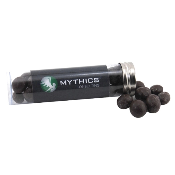 Clear color option for 5 " Plastic Tube With Metal Cap Chocolate Espresso Beans