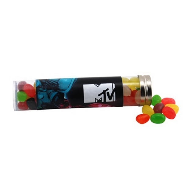 Clear color option for Jelly Beans Candy In A 6 " Plastic Tube With Metal Cap