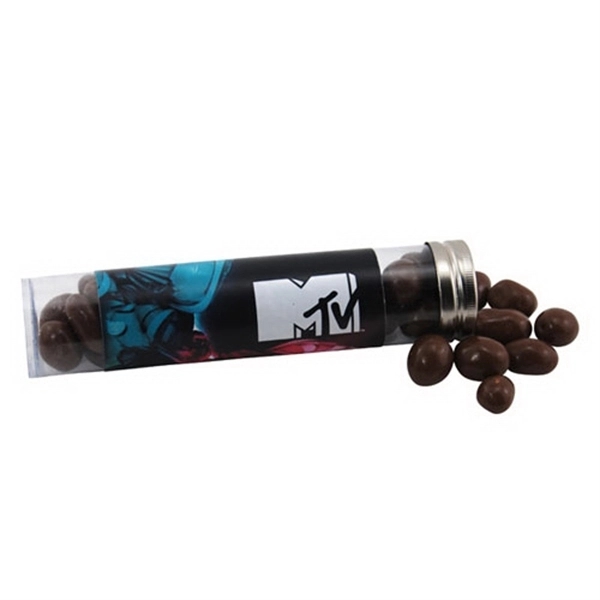 Clear color option for 6 " Plastic Tube With Metal Cap Chocolate Covered Peanuts