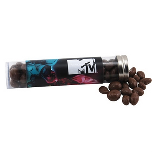 Photo of 6 " Plastic Tube With Metal Cap Chocolate Covered Raisins