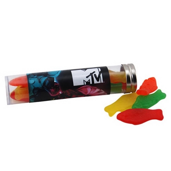 Clear color option for Assorted Fish In A 6 " Plastic Tube With Metal Cap