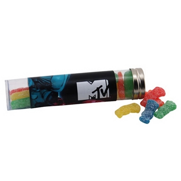 Clear color option for Sour Kids In A 6 " Plastic Tube With Metal Cap