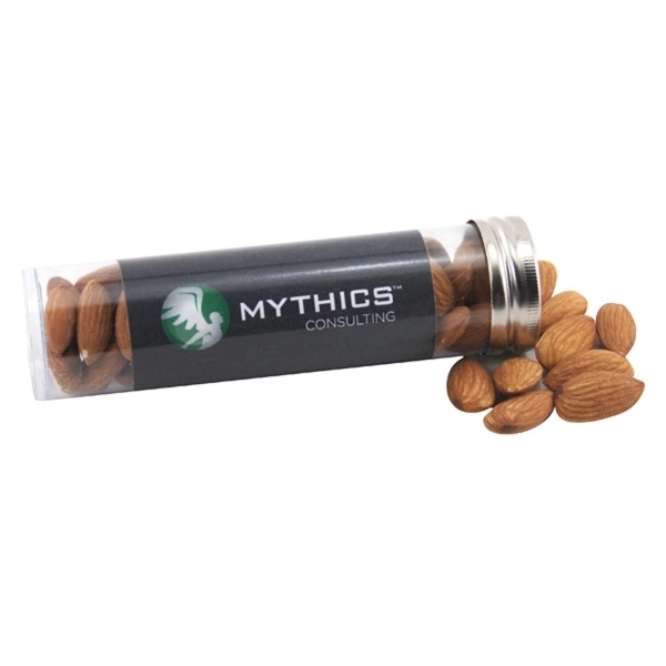Clear color option for Almonds In A 5 " Plastic Tube With Metal Cap