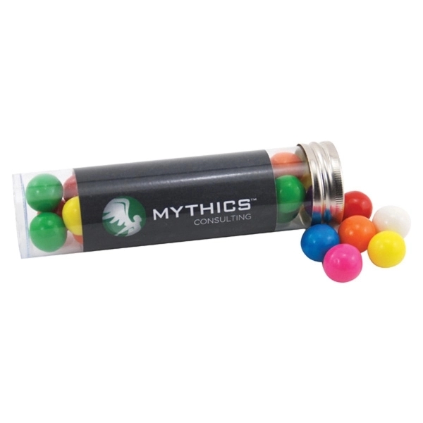 Clear color option for Gumballs In A 5 " Plastic Tube With Metal Cap