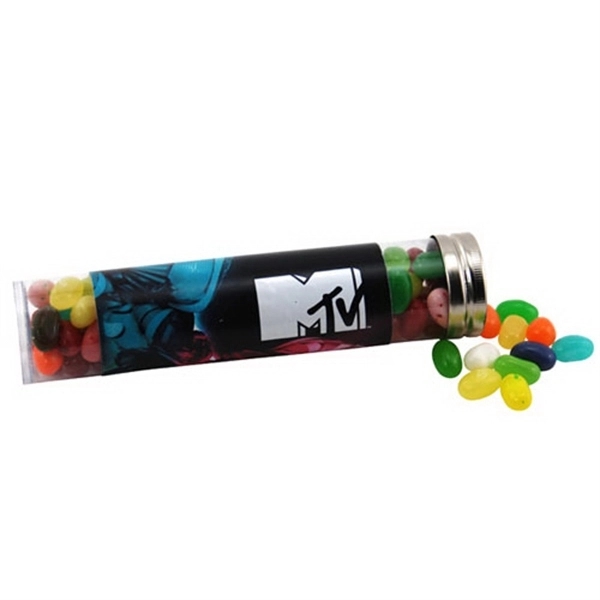 Clear color option for Jelly Bellys Candy In A 6 " Plastic Tube With Metal Cap