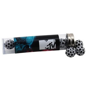 Photo of Chocolate Soccer Balls In A 6 " Plastic Tube With Metal Cap