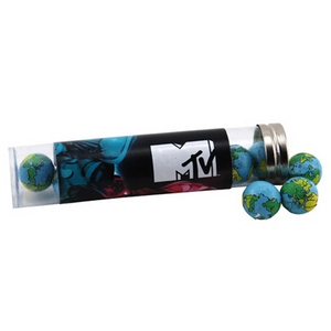 Photo of Chocolate Globes In A 6 " Plastic Tube With Metal Cap