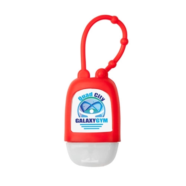 Red color option for 1oz Hand Sanitizer Gel In Silicon Case W/ Strap