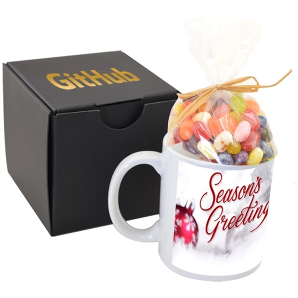 White color option for Premium Gift Box With Full Color Mug And Gummy Bears