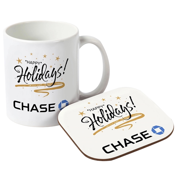 White color option for Mug & Neoprene Coaster Gift Set