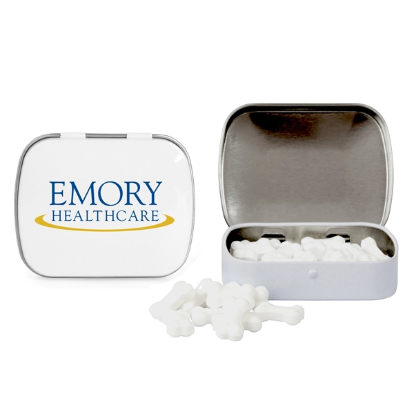 White color option for Domed Tin With Bone Shaped Mints