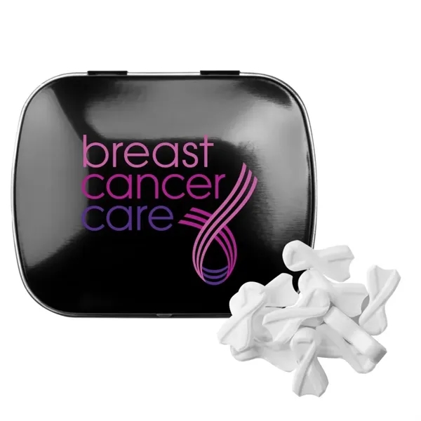Black color option for Domed Tin With Ribbon Shaped Mints