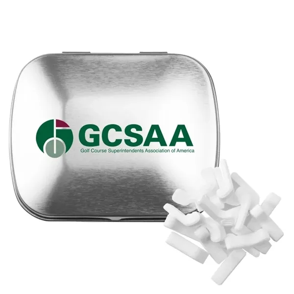 Silver color option for Domed Tin With Golf Club Shaped Mints