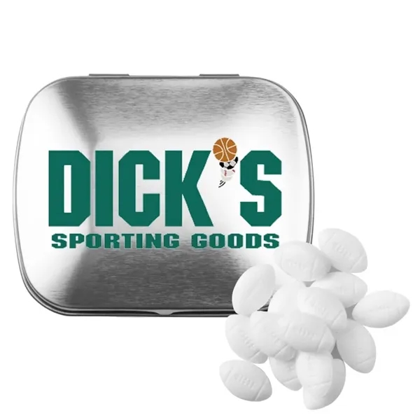 Silver color option for Domed Tin With Football Shaped Mints