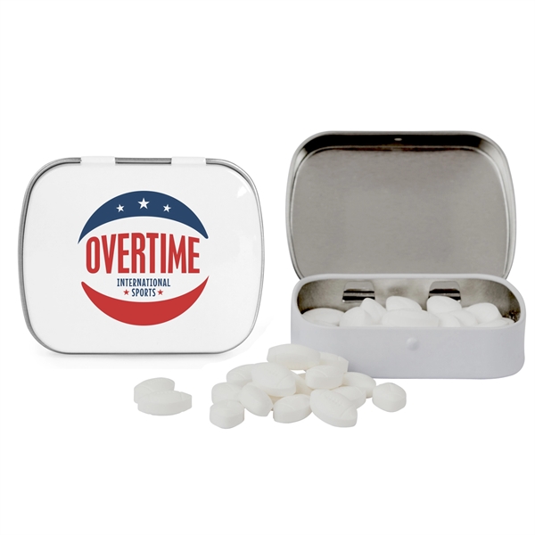 White color option for Domed Tin With Football Shaped Mints