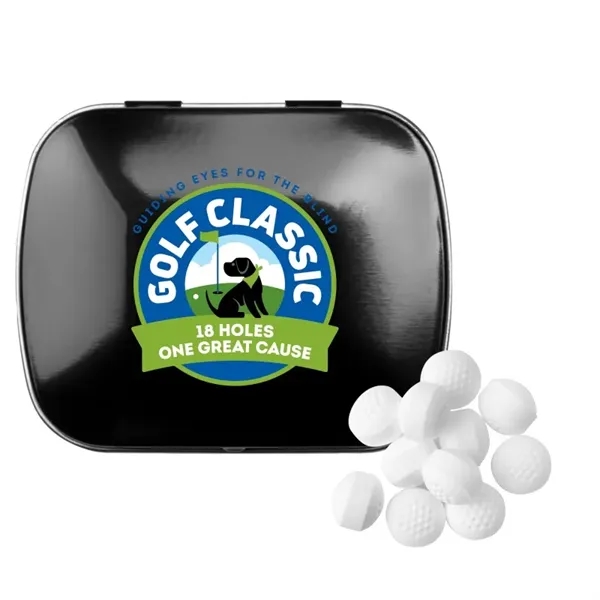 Black color option for Domed Tin With Golf Ball Shaped Mints