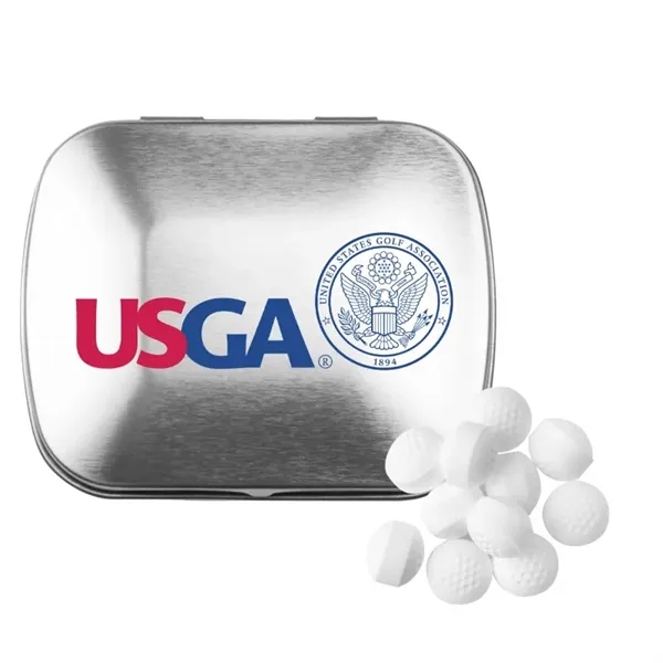 Silver color option for Domed Tin With Golf Ball Shaped Mints