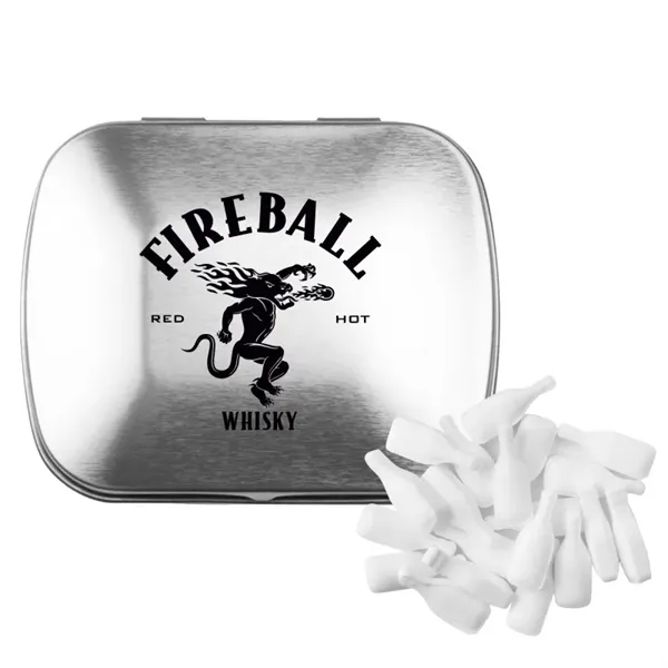 Silver color option for Domed Tin With Bottle Shaped Mints