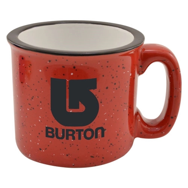White/Red color option for 15oz. Ceramic Camping Mug