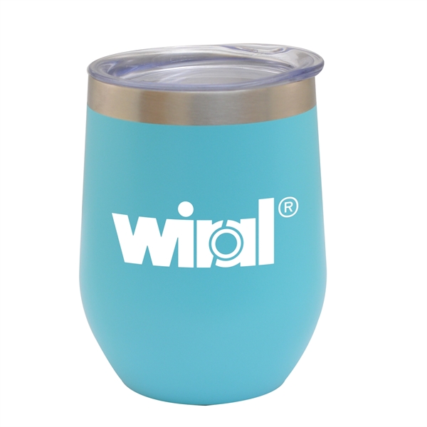Aqua color option for 12oz. Stemless Vacuum Insulated Wine Cup With Lid