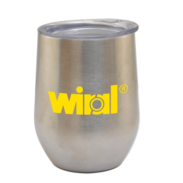 Silver color option for 12oz. Stemless Vacuum Insulated Wine Cup With Lid