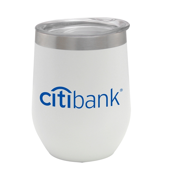 White color option for 12oz. Stemless Vacuum Insulated Wine Cup With Lid