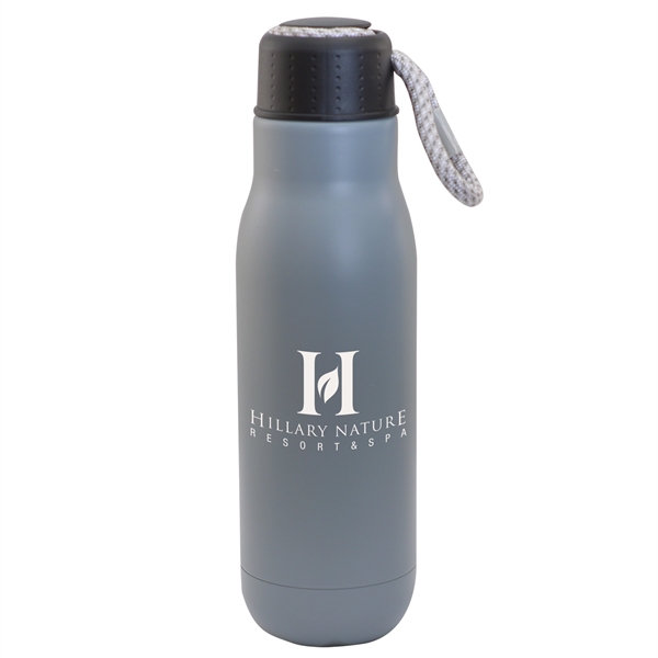 Matte Grey color option for 16oz. Stainless Stl Insulated Vacuum Bottle With Bungee Lid