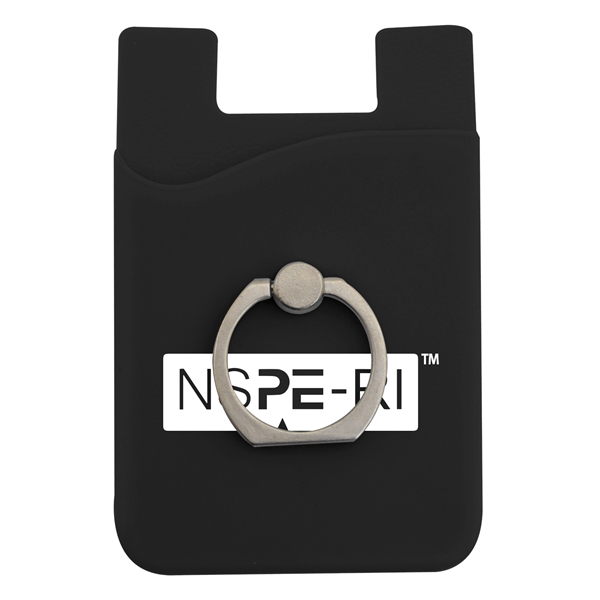 Black color option for Silicone Phone Wallet W/ Metal Ring Holder