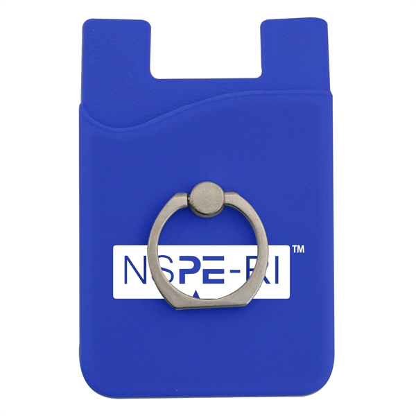 Blue color option for Silicone Phone Wallet W/ Metal Ring Holder