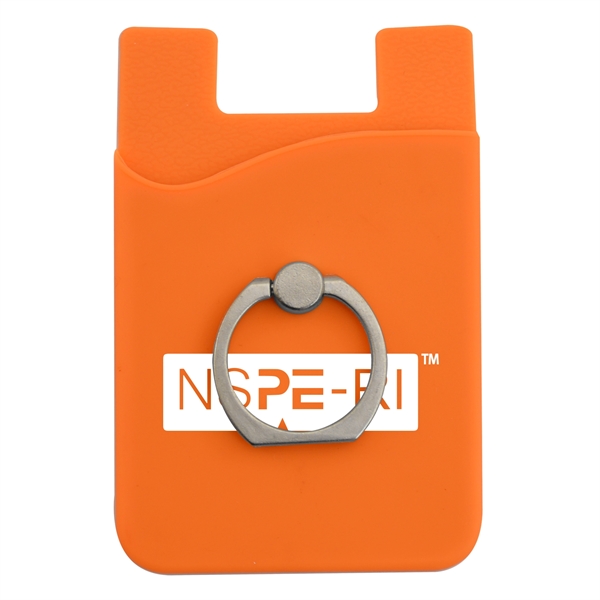 Orange color option for Silicone Phone Wallet W/ Metal Ring Holder