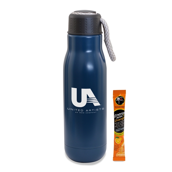 Matte Navy color option for 16 Oz Insulated Vacuum Bottle W/Bungee Lid & Energy Mix Pkt