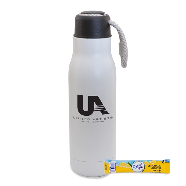 Matte White color option for 16 Oz Stainless Stl Insulated Bottle W/Bungee Lid & Lemonade