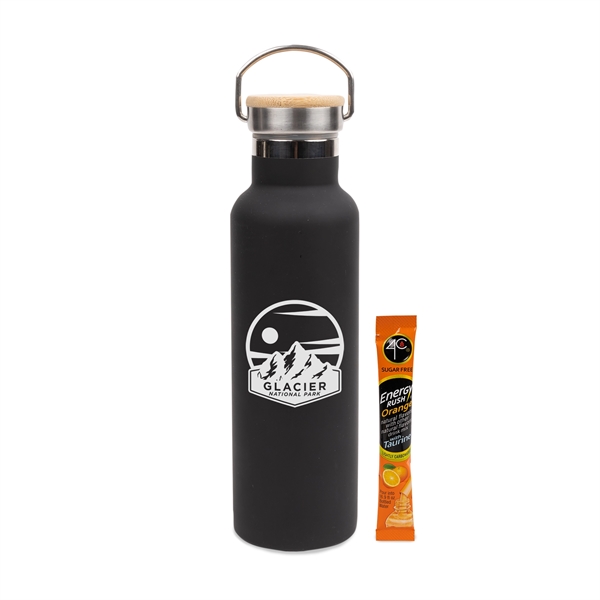 Black color option for 20 Oz Stainless Insulated Bottle W/Bamboo Lid & Energy Mix