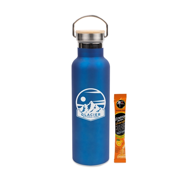 Blue color option for 20 Oz Stainless Insulated Bottle W/Bamboo Lid & Energy Mix