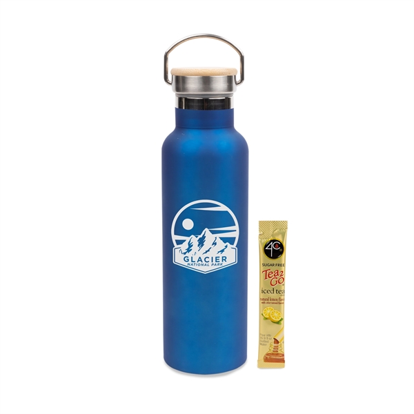 Blue color option for 20 Oz Stainless Insulated Bottle W/Bamboo Lid & Iced Tea Mix