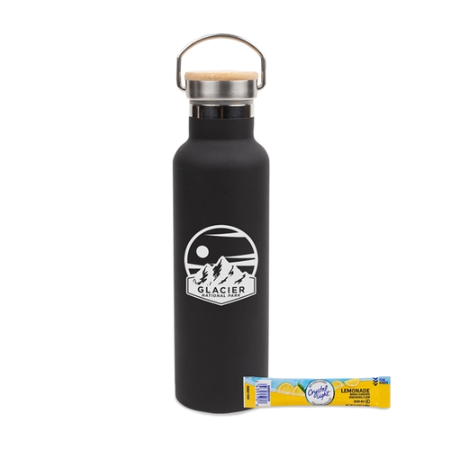 Main photo of 20 Oz Stainless Insulated Bottle W/Bamboo Lid & Lemonade Mix