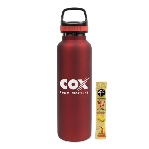 Red color option for 20 Oz Stainless Steel Insulated Vacuum Bottle W/Iced Tea Mix