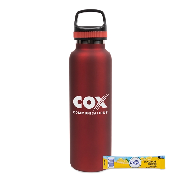 Red color option for 20 Oz Stainless Steel Insulated Bottle W/Lemonade Mix Packet