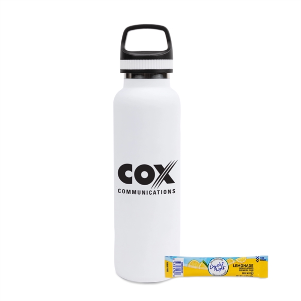 White color option for 20 Oz Stainless Steel Insulated Bottle W/Lemonade Mix Packet