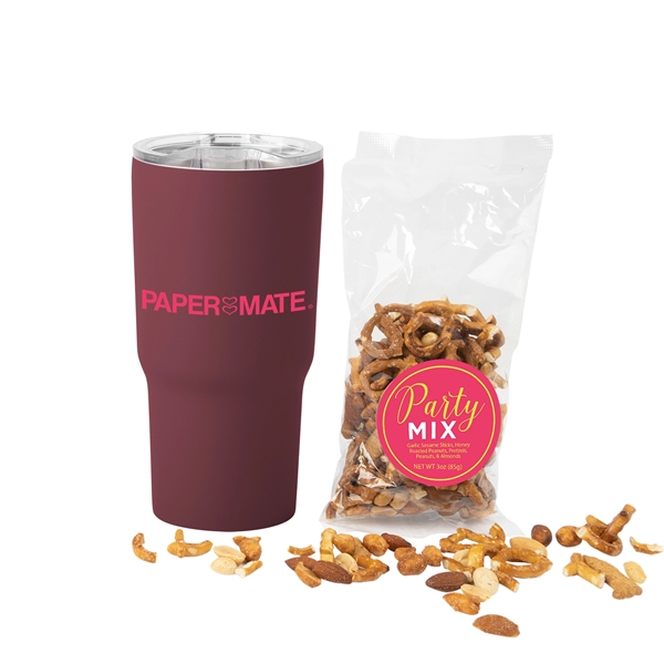 Burgundy color option for Soft Touch Tumbler With Party Mix