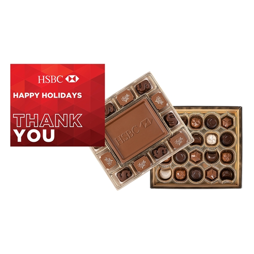 Photo of Custom Chocolate Gift Box W/Gourmet Truffles, Full Color Lid