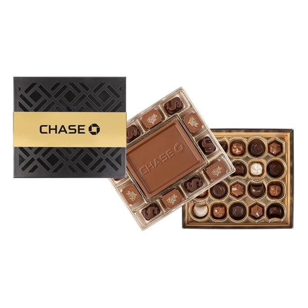 Black color option for Medium Deluxe Chocolate Gift Box With Gold Band