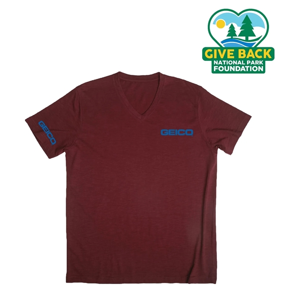 Oxblood color option for Ace Men's Slub V Neck T Shirt S/S Crew Neck