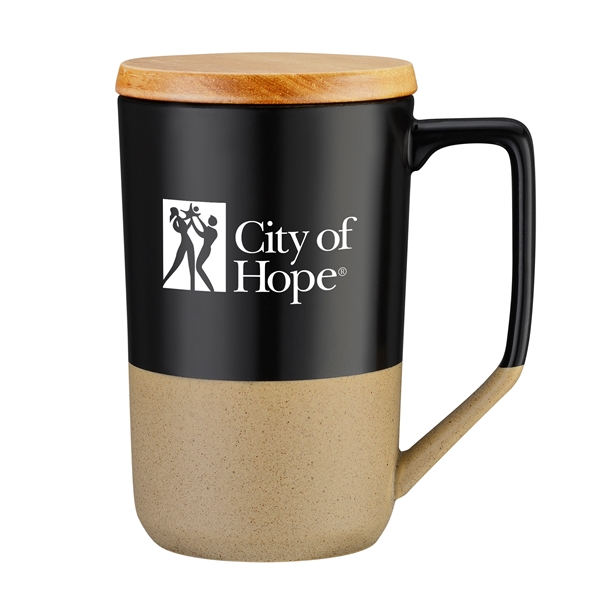 Black/Beige color option for 15oz Ceramic Mug Wood Lid