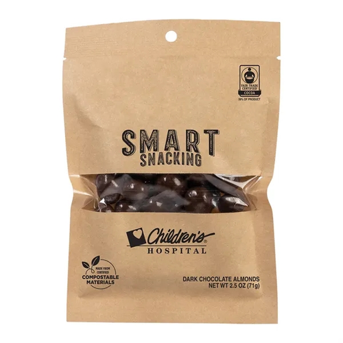 Main photo of Fair Trade Dark Chocolate Almonds In Eco Kraft Pouch
