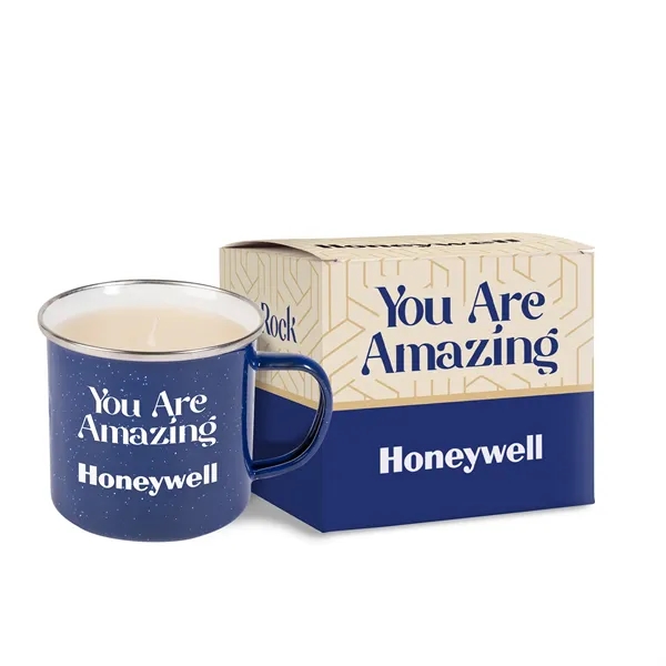 Blue color option for 12 Oz Enamel Camping Mug Scented Candle In Custom Gift Box